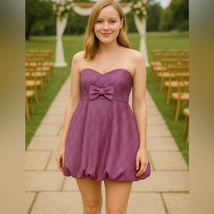 B Darlin Strapless Pouf Dress with Bow size 9/10